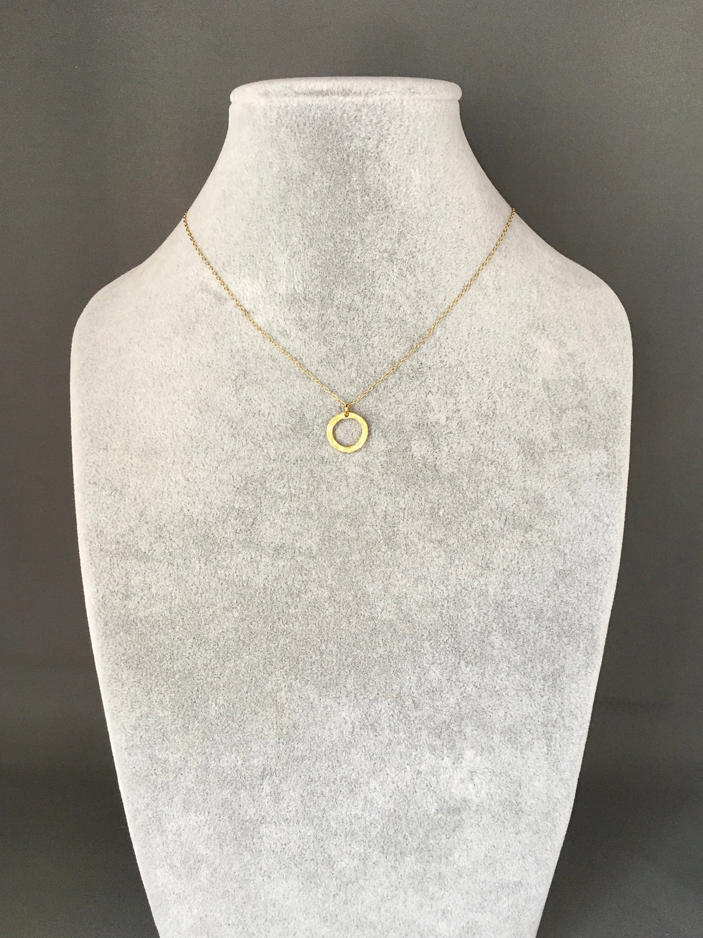 Hammered Gold Vermeil Circle Pendant Necklace