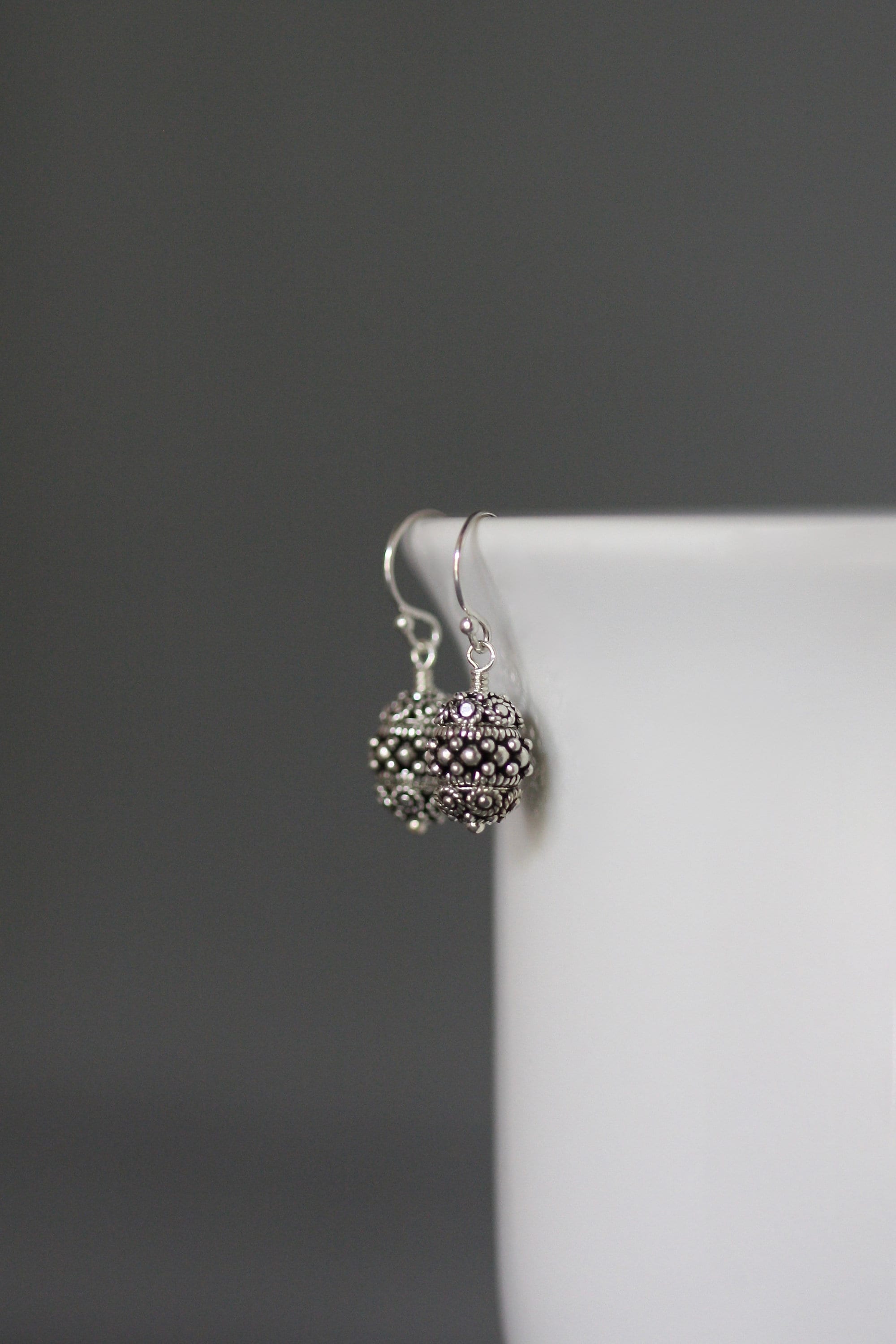 Triple Bali Sterling Silver Bead Dangle Earrings