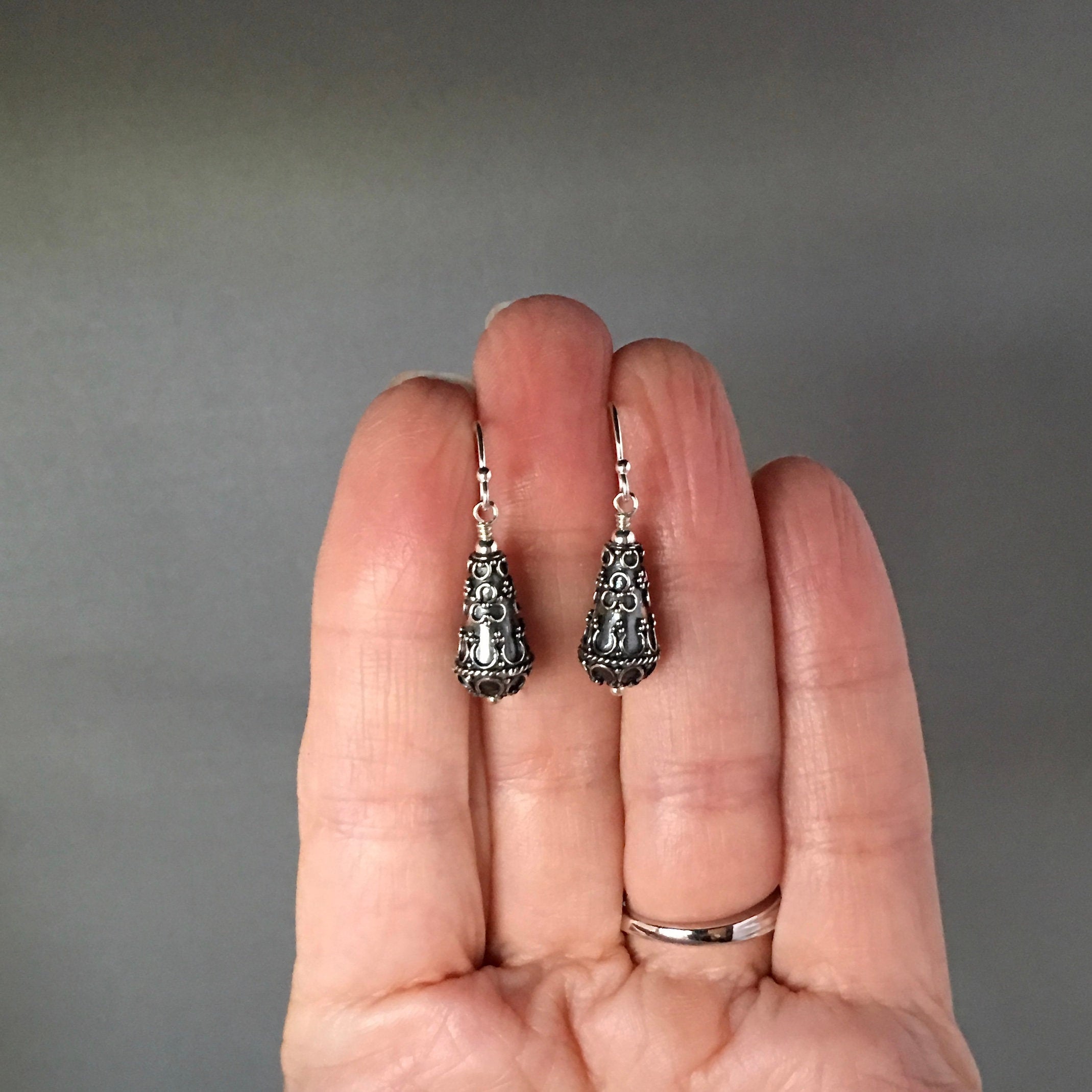 Sterling Silver Bali Filigree Dangle Earrings
