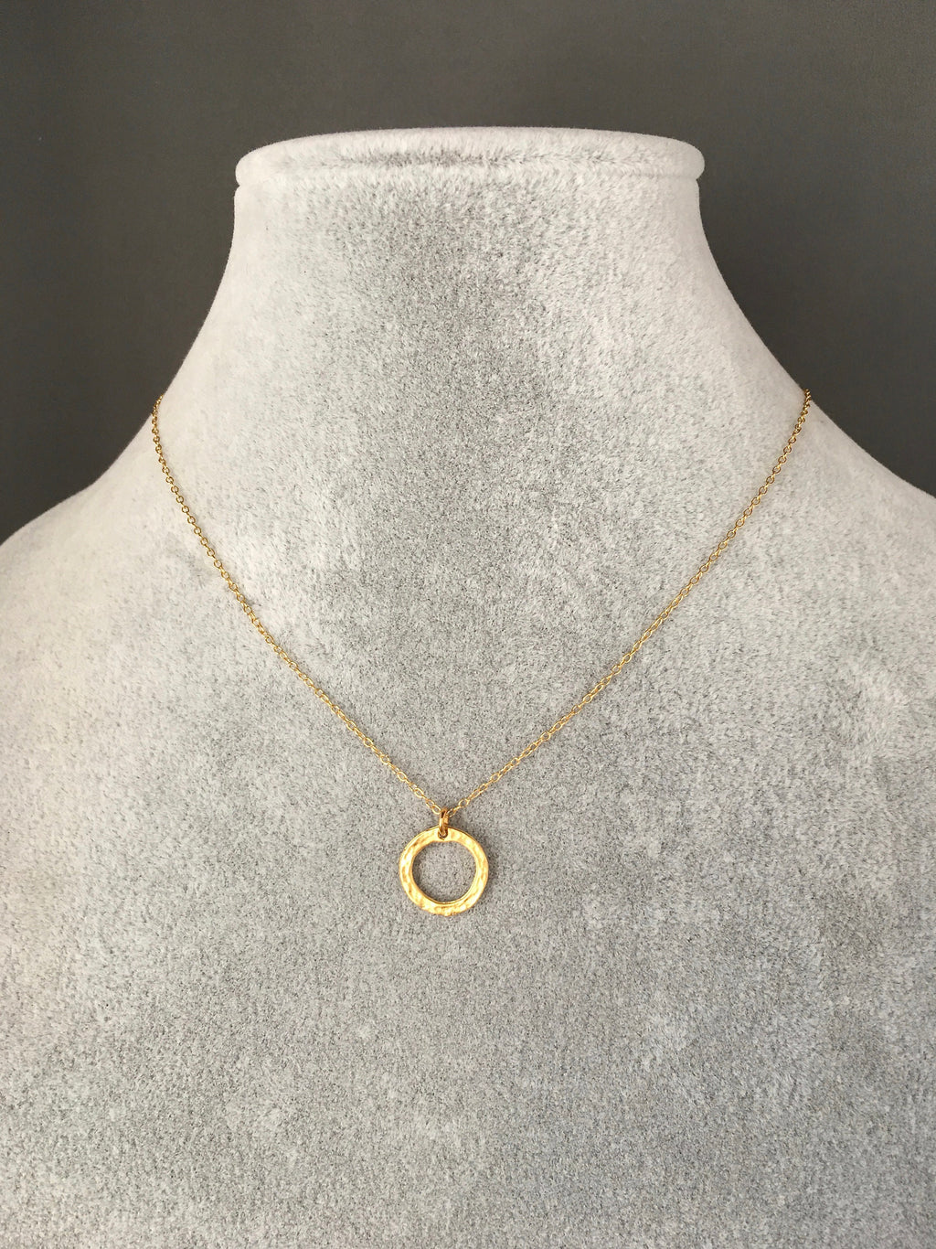 Hammered Gold Vermeil Circle Pendant Necklace