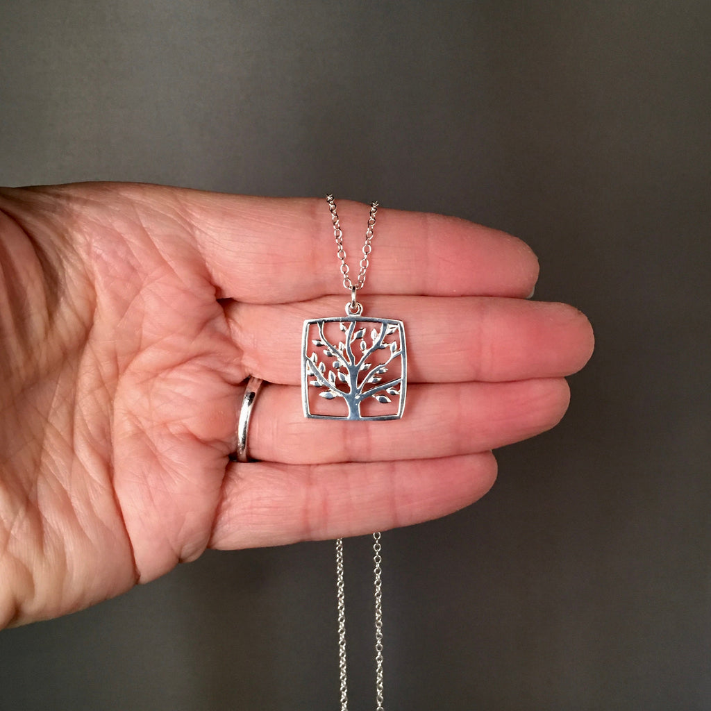 Bali Silver Tree of Life Charm Necklace