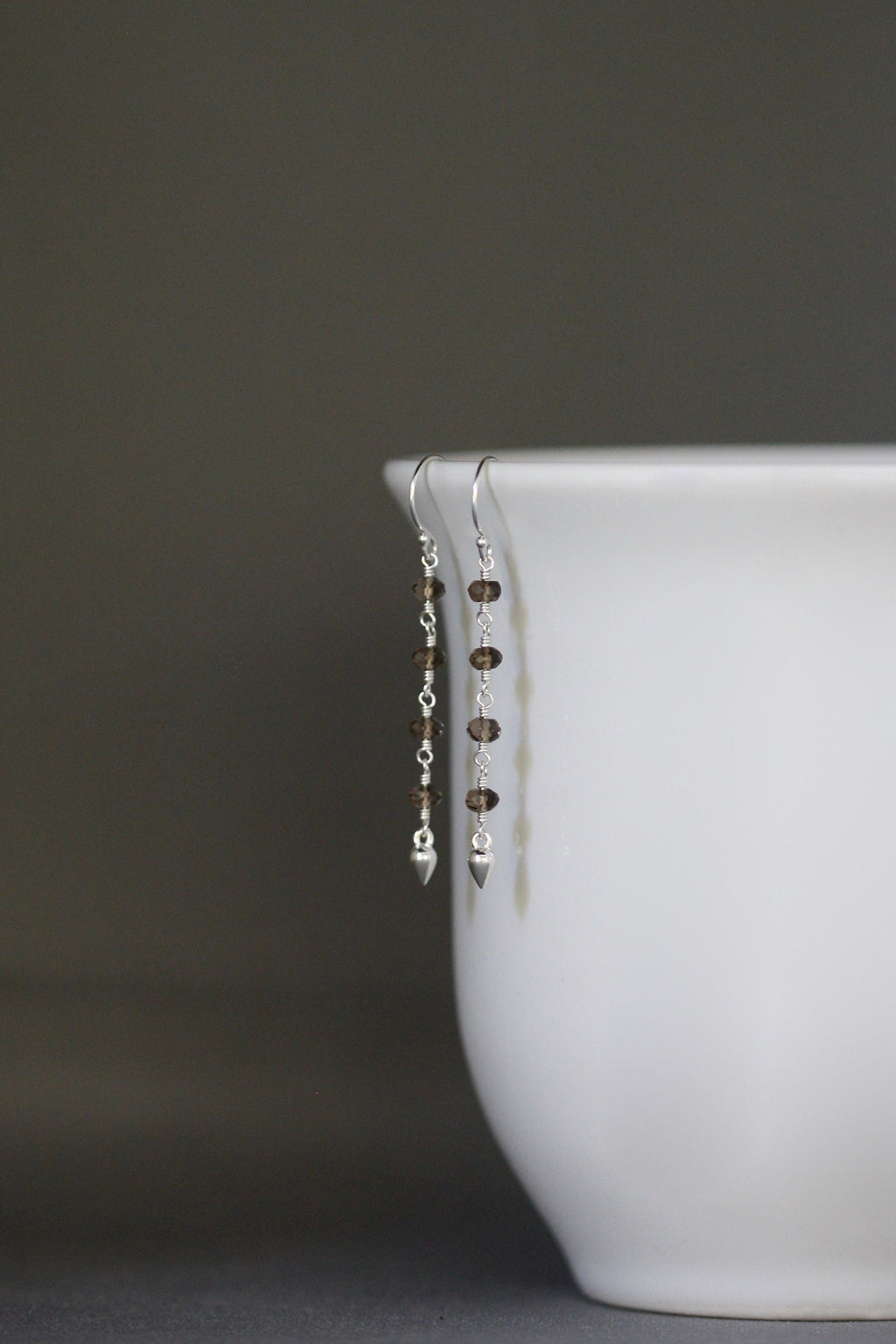 Smokey Quartz Multi-Stone Drop Earrings with Bali Silver Accents