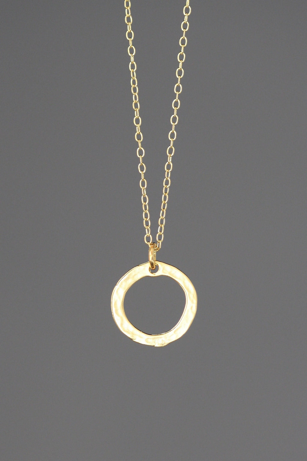 Hammered Gold Vermeil Circle Pendant Necklace