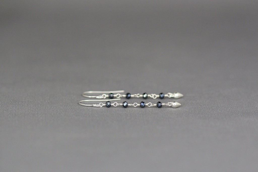 Gray Spinel and Sterling Silver Long Drop Earrings