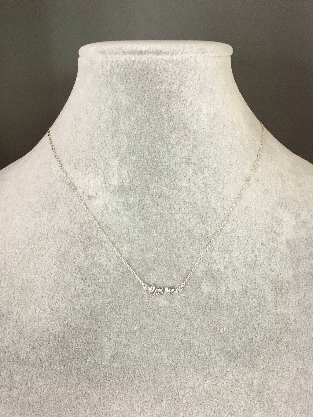 Sterling Silver Cursive Love Charm Pendant Necklace
