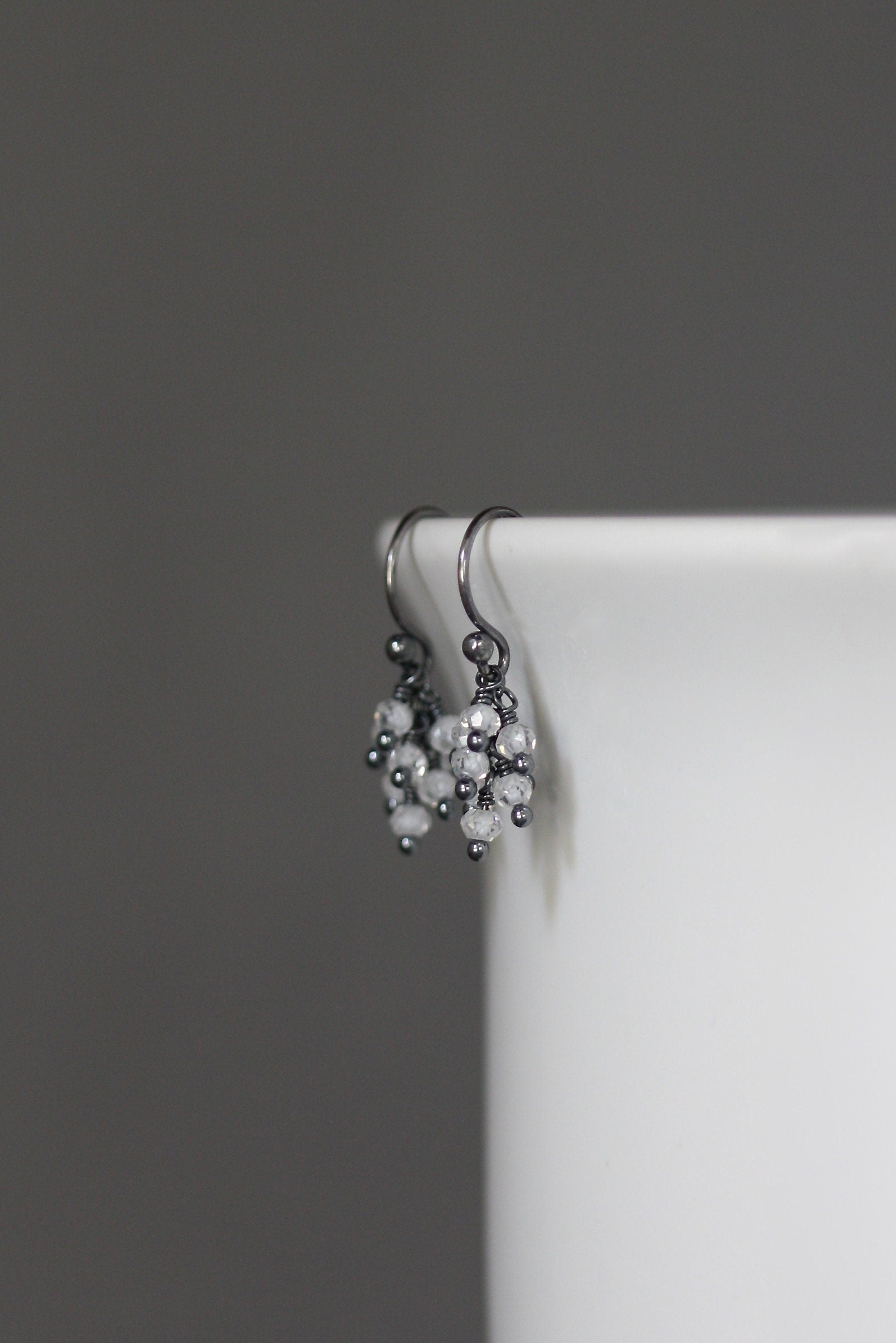 Cubic Zirconia Cluster Dangle Earrings in Sterling Silver