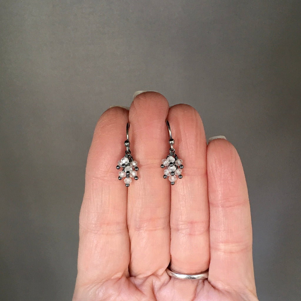 Cubic Zirconia Cluster Dangle Earrings in Sterling Silver