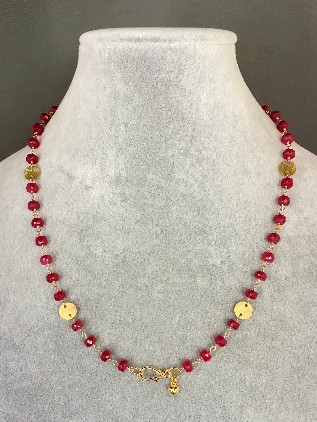 Ruby and Gold Vermeil Necklace and Earring Set