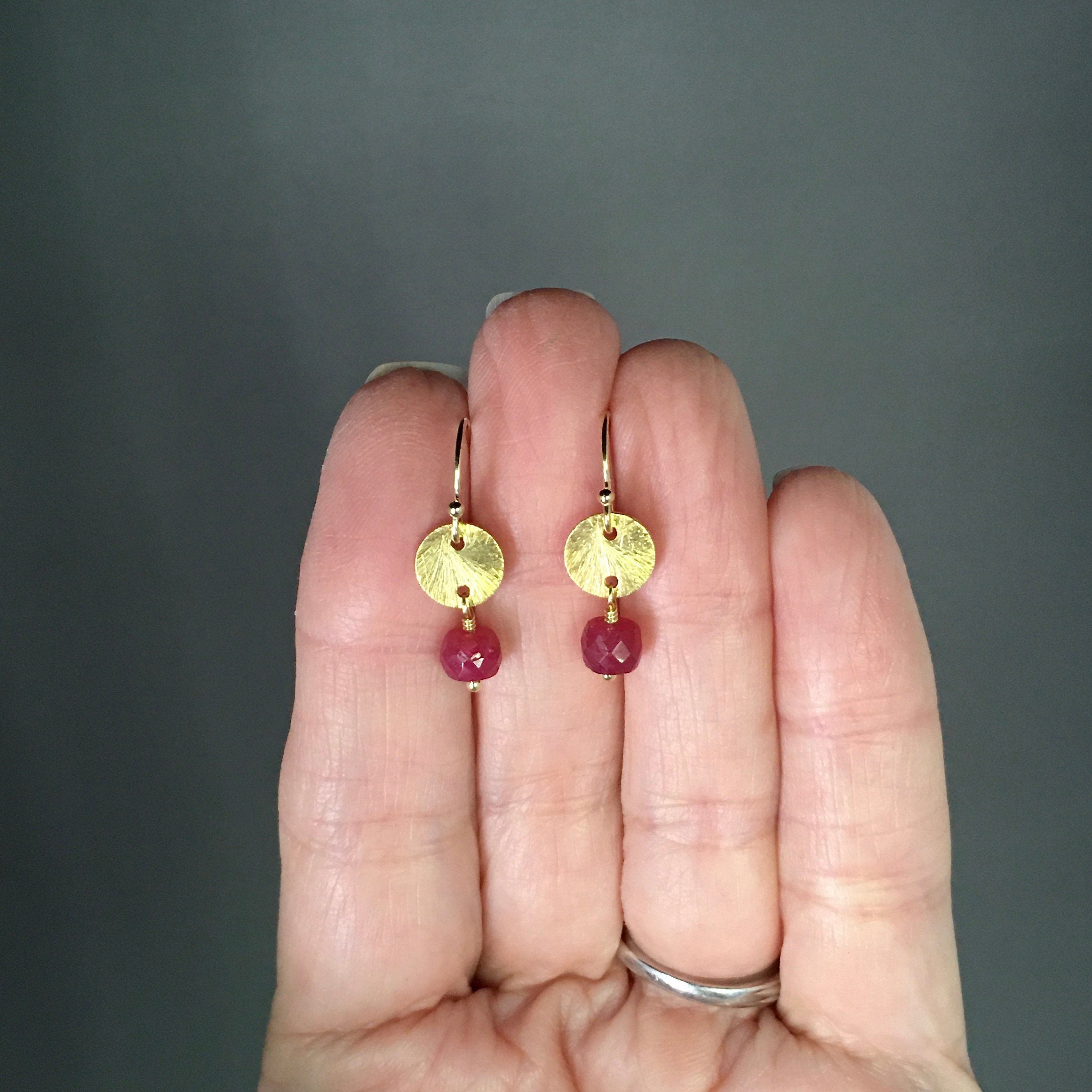 Ruby and Gold Vermeil Necklace and Earring Set