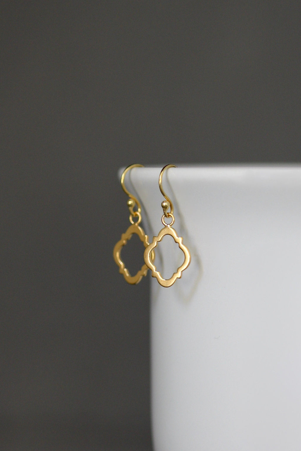 Shiny Gold Vermeil Frame Dangle Earrings