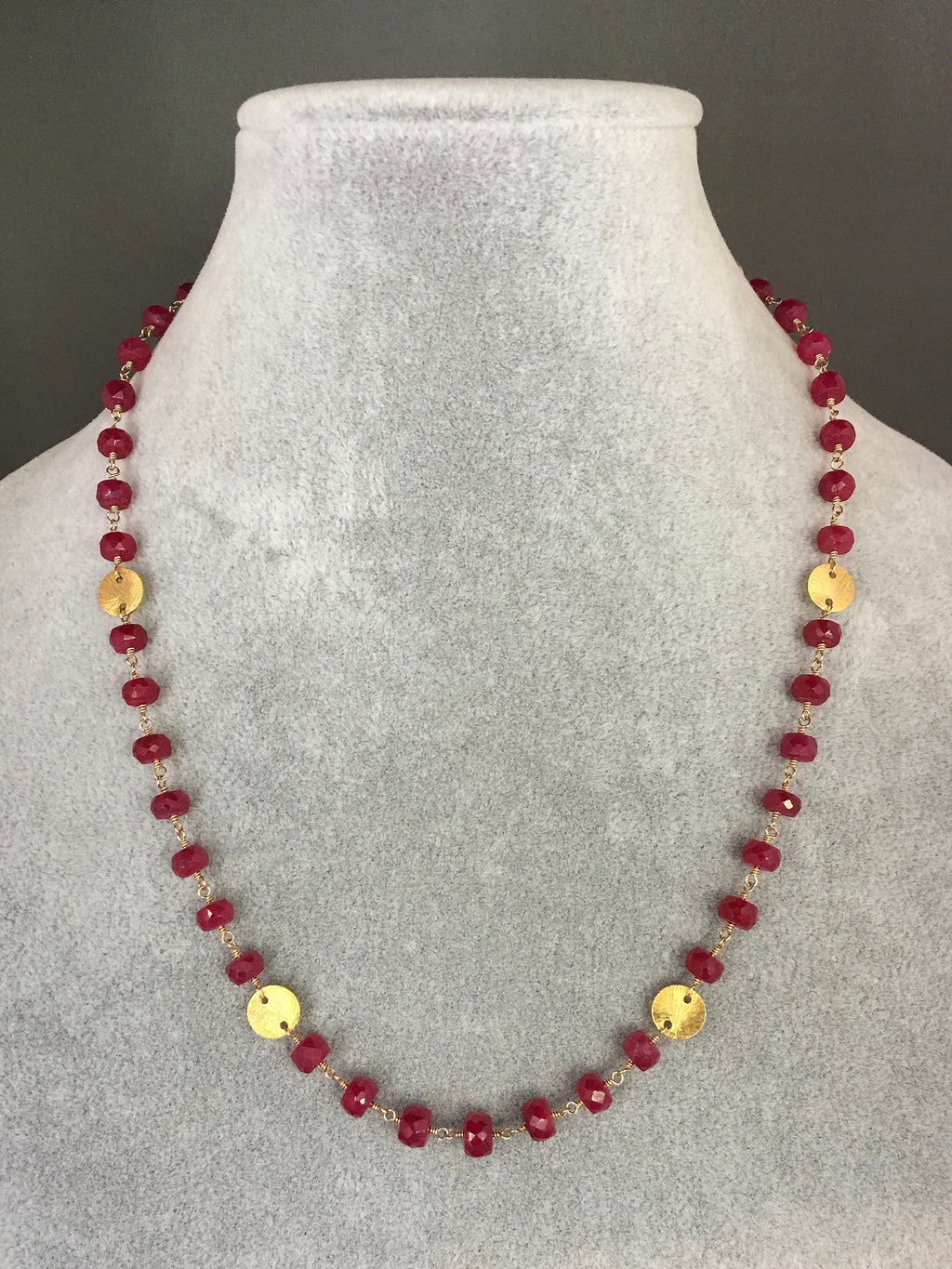 Ruby and Gold Vermeil Necklace and Earring Set