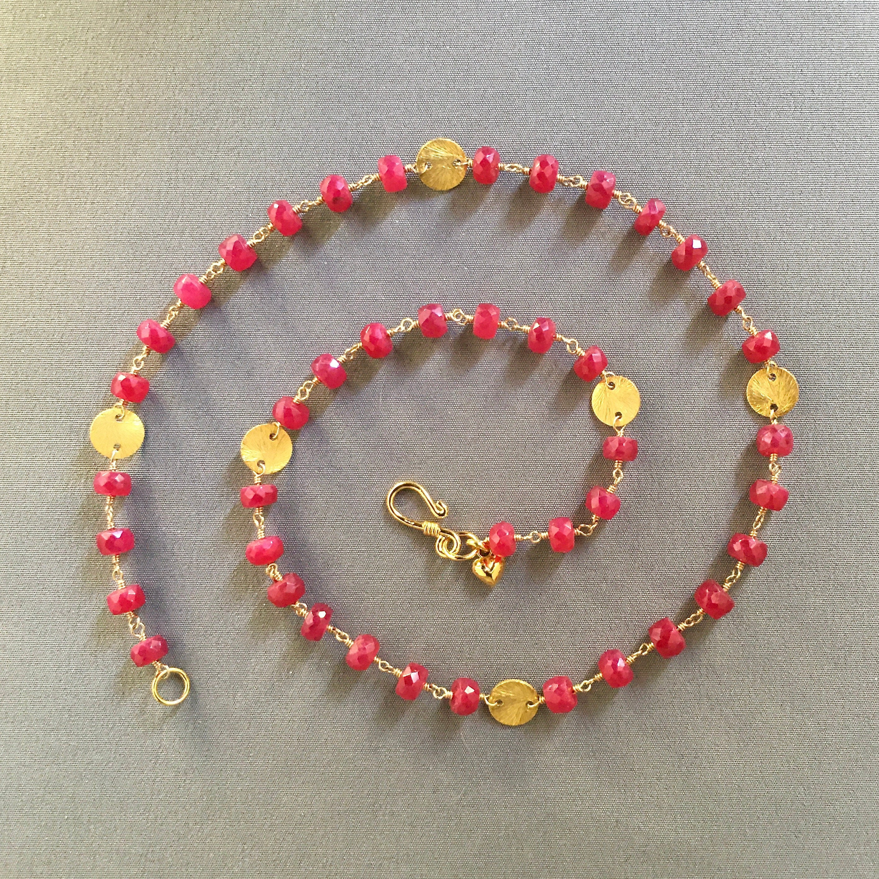 Ruby and Gold Vermeil Necklace and Earring Set
