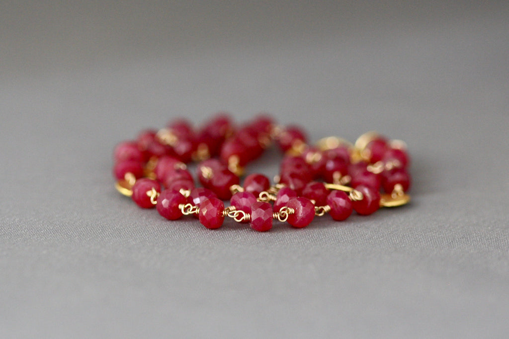 Ruby and Gold Vermeil Necklace and Earring Set