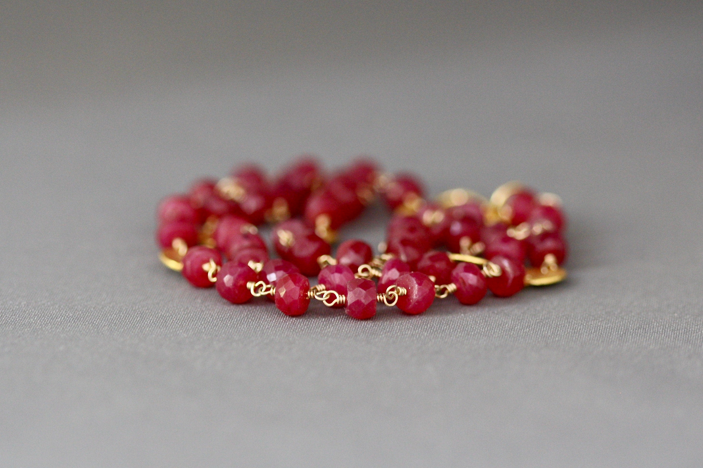 Ruby and Gold Vermeil Necklace and Earring Set