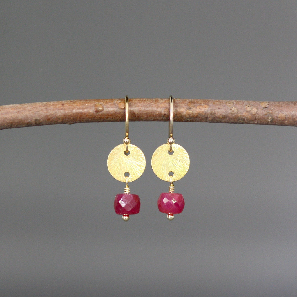 Ruby and Gold Vermeil Necklace and Earring Set
