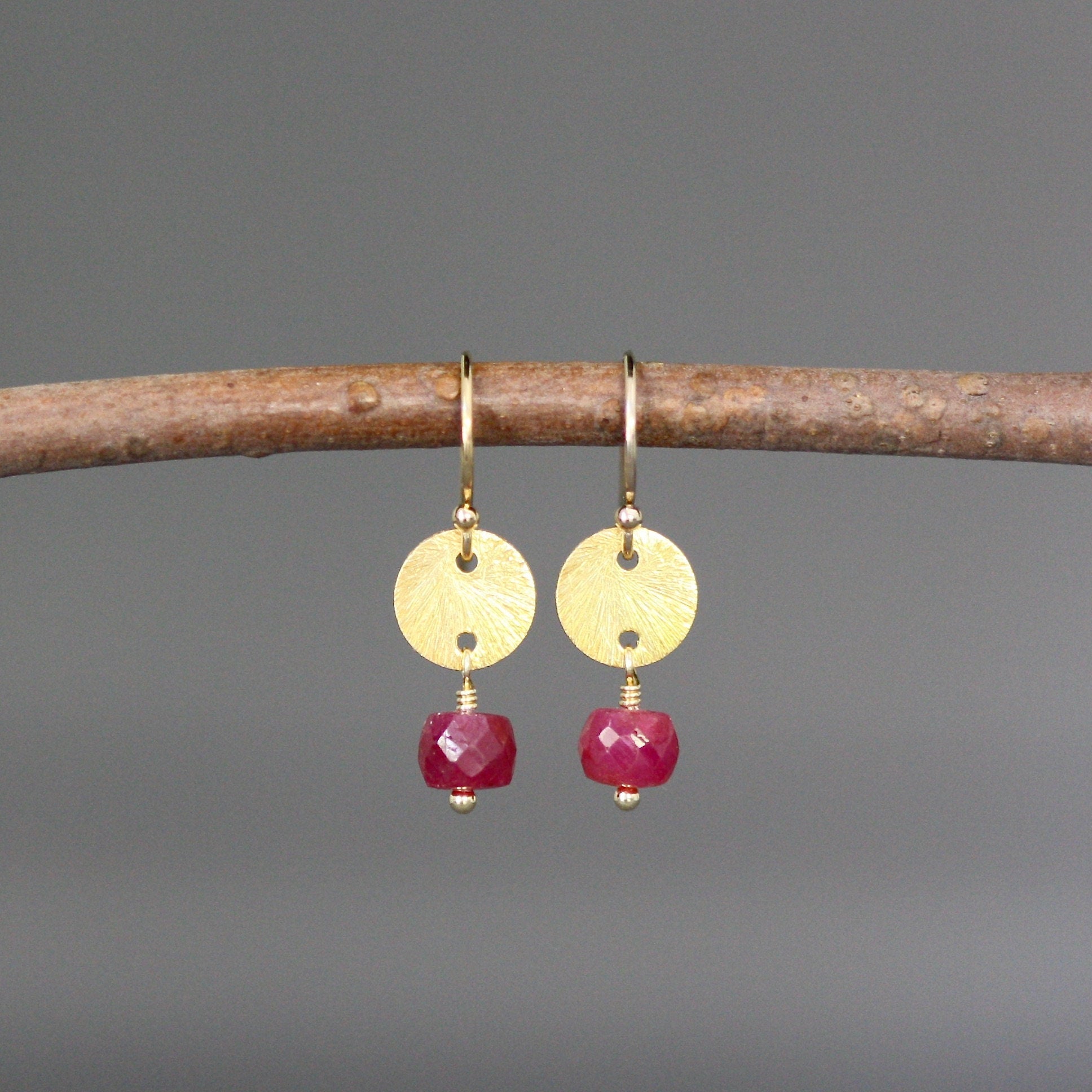Ruby and Gold Vermeil Necklace and Earring Set