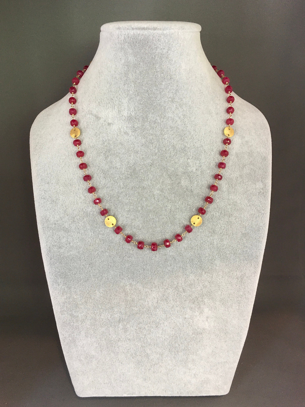 Ruby and Gold Vermeil Necklace and Earring Set