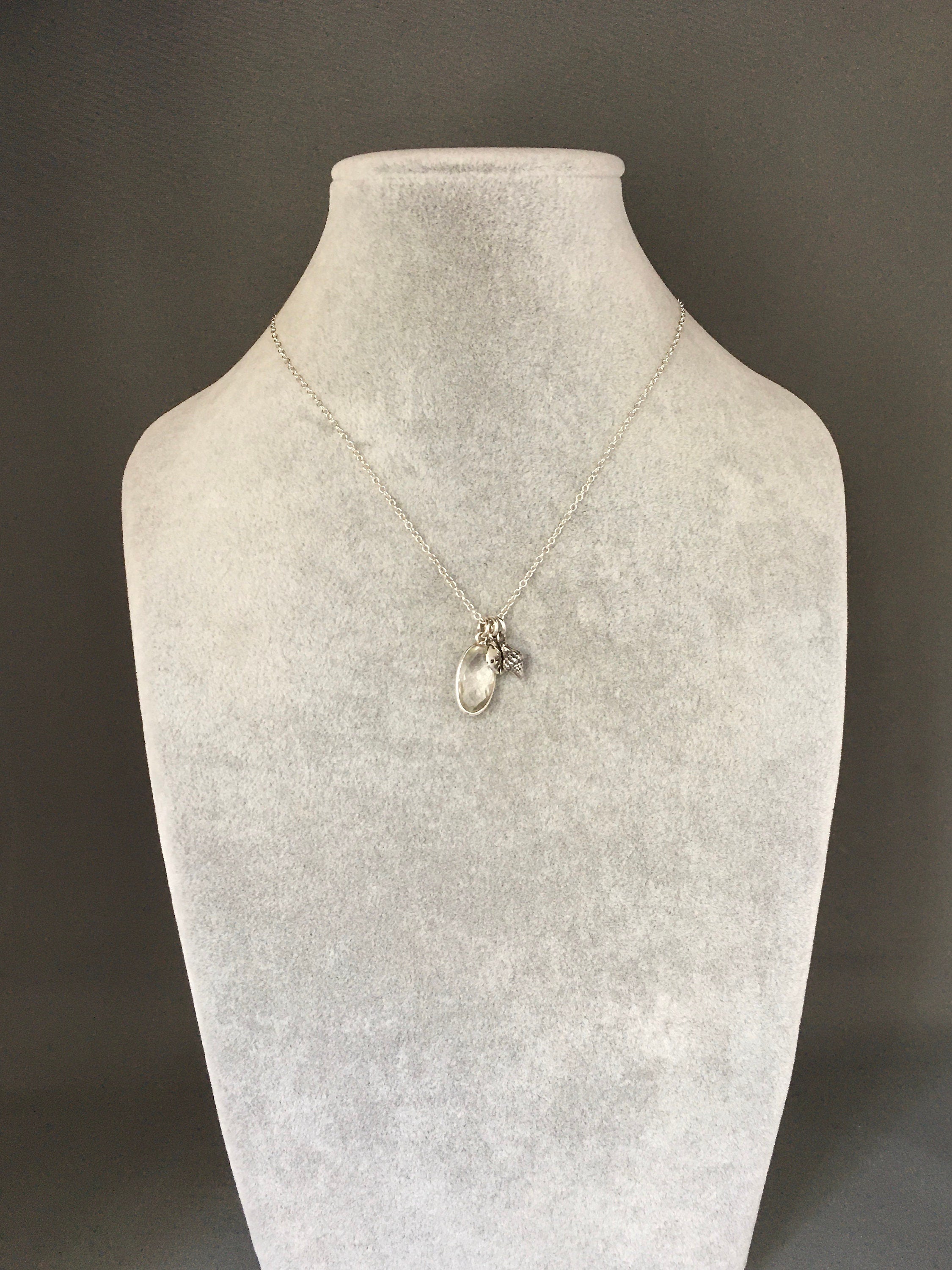 Quartz Crystal, Sand Dollar and Sea Shell Charm Necklace in Sterling Silver