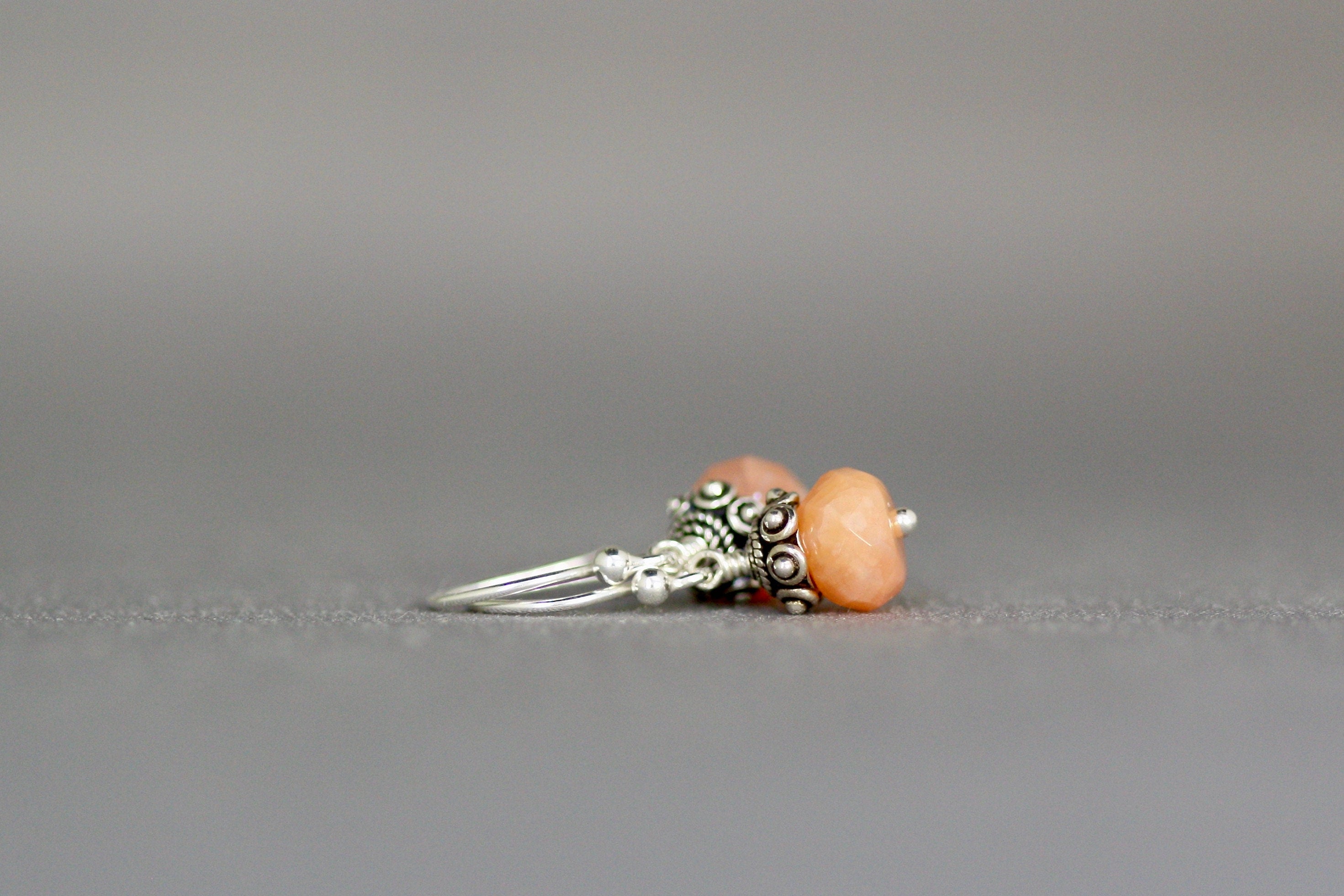 Botswana Carnelian Button Earrings with Bali Sterling Silver Caps
