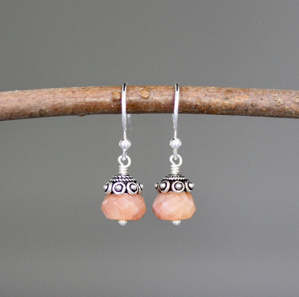 Botswana Carnelian Button Earrings with Bali Sterling Silver Caps