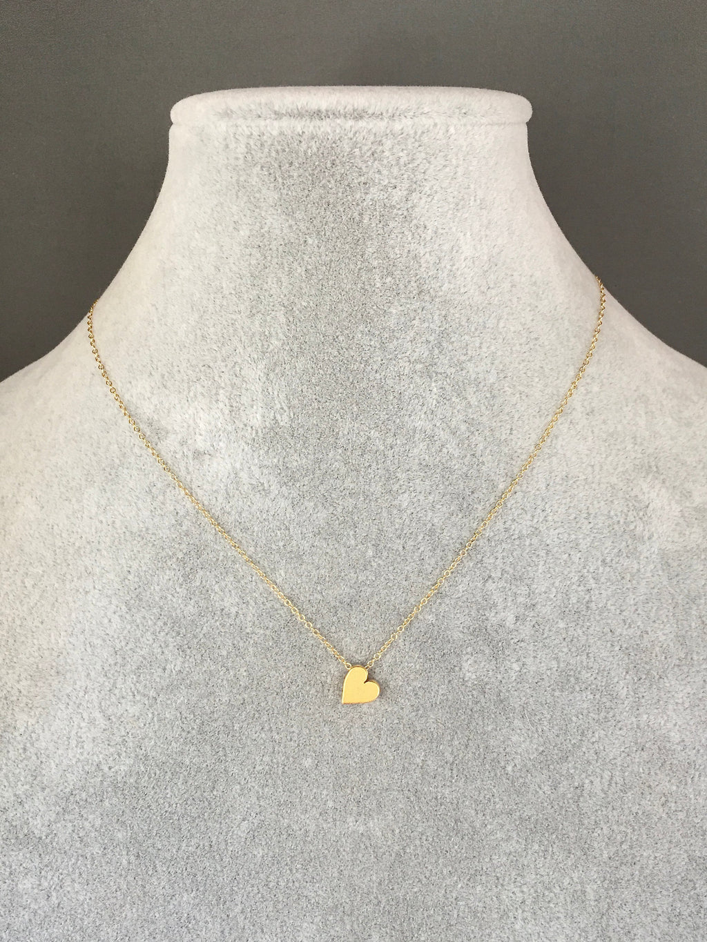 Brushed Gold Vermeil Heart Pendant Necklace