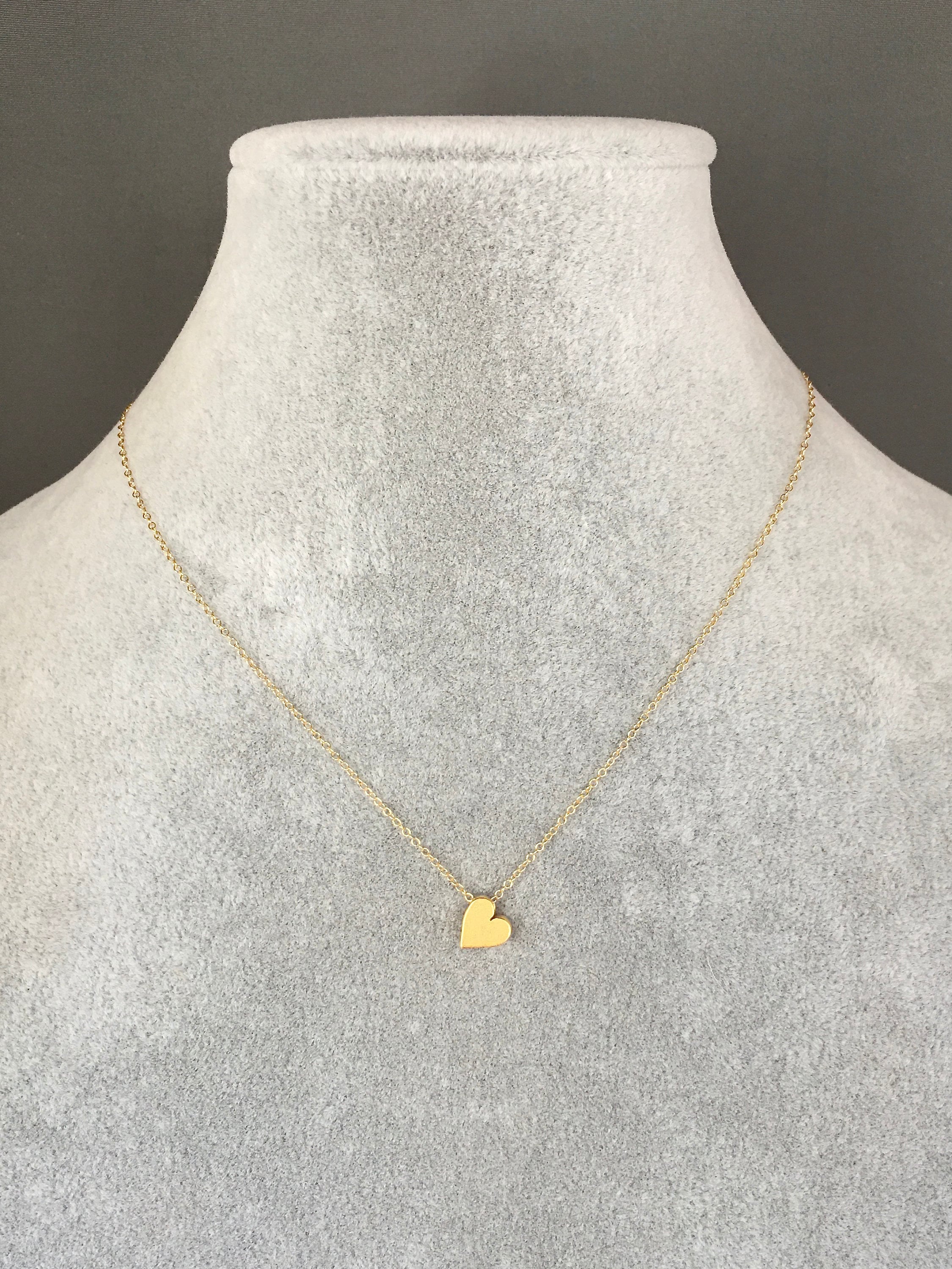 Brushed Gold Vermeil Heart Pendant Necklace