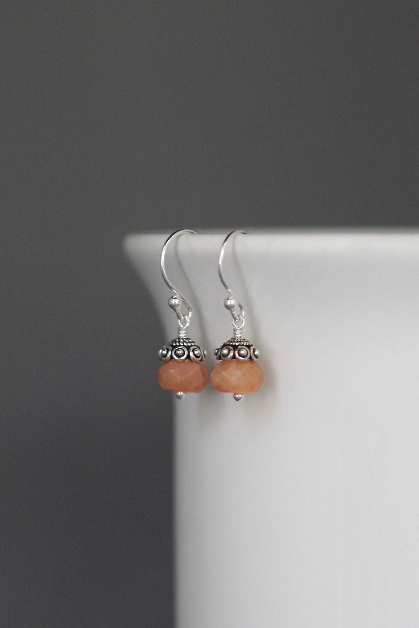 Botswana Carnelian Button Earrings with Bali Sterling Silver Caps