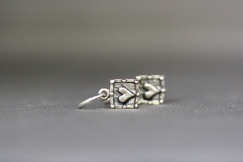 Bali Sterling Silver Heart Charm Earrings on Delicate Post Hoops
