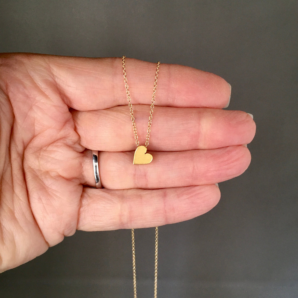 Brushed Gold Vermeil Heart Pendant Necklace