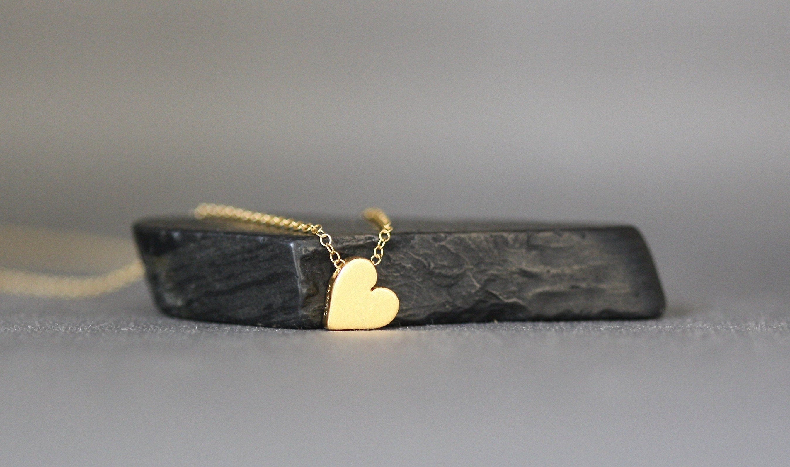 Brushed Gold Vermeil Heart Pendant Necklace