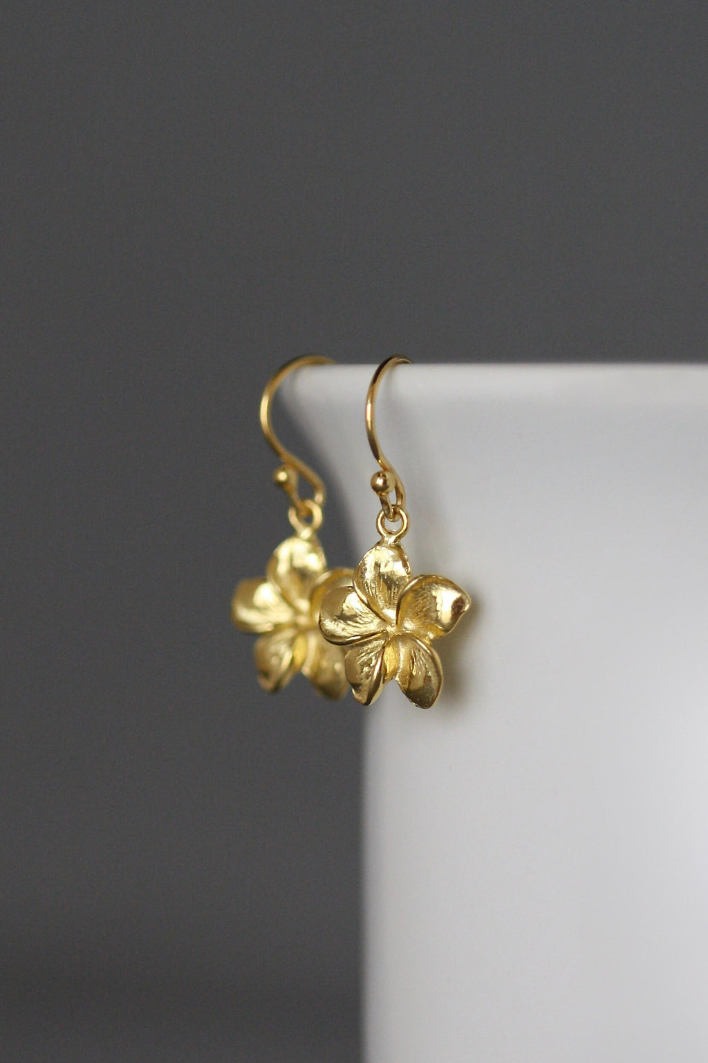 Silver Plumeria Flower Charm Earrings with Removable Post Hoops
