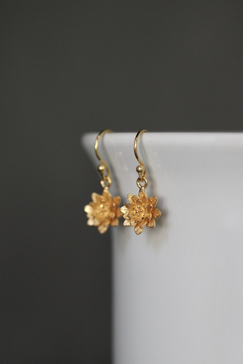 Gold Vermeil Sunburst Flower Dangle Earrings