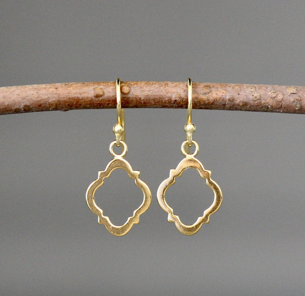 Shiny Gold Vermeil Frame Dangle Earrings