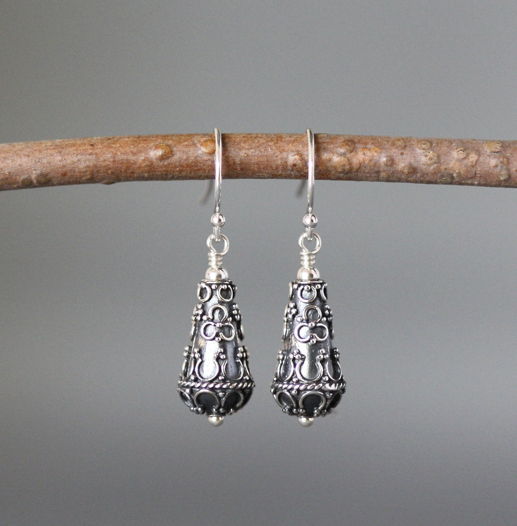 Sterling Silver Bali Filigree Dangle Earrings