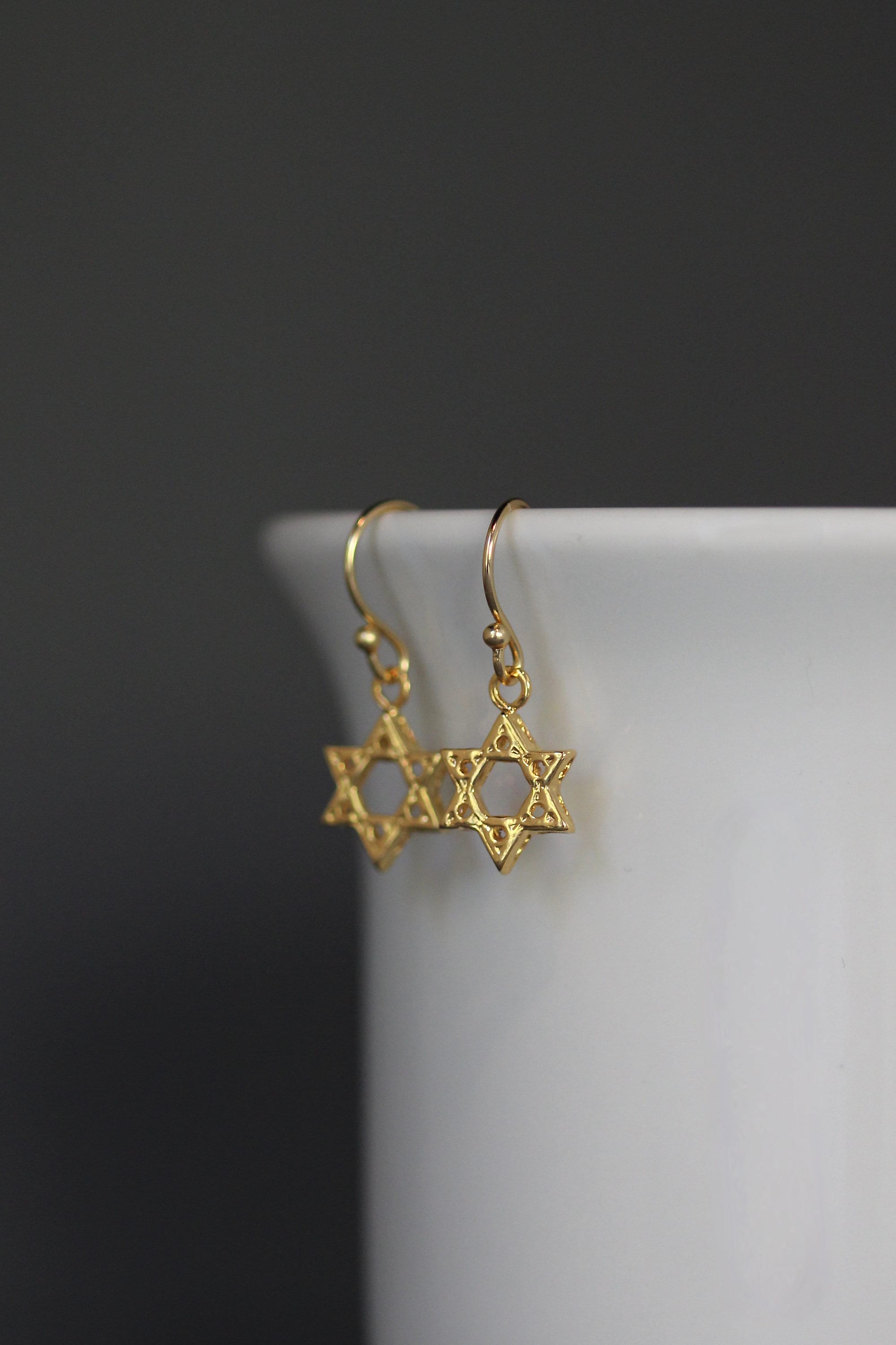 Gold Vermeil Star of David Dangle Earrings