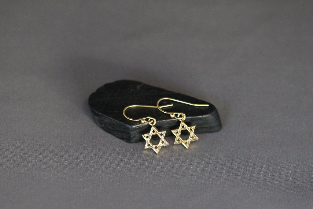 Gold Vermeil Star of David Dangle Earrings