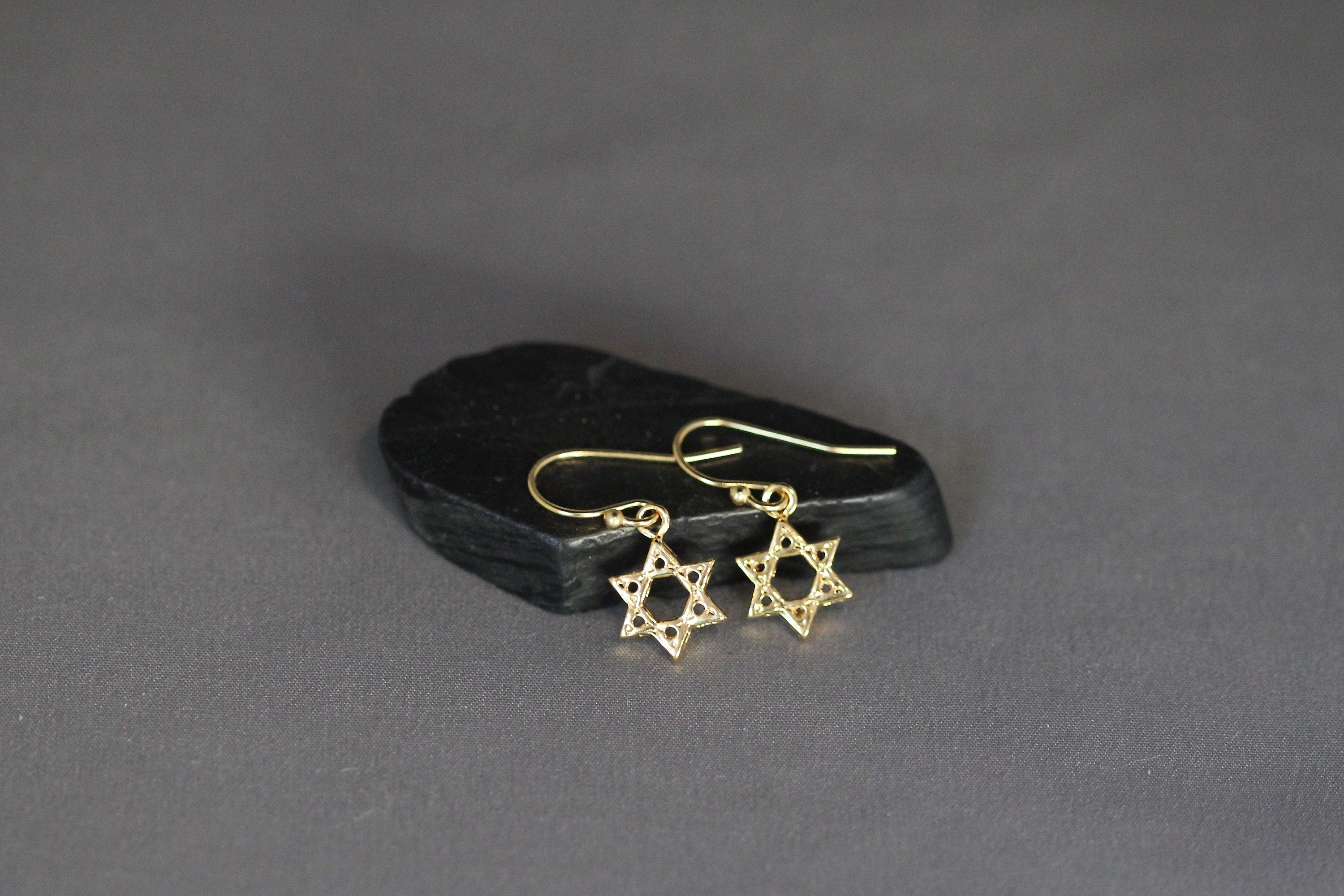 Gold Vermeil Star of David Dangle Earrings