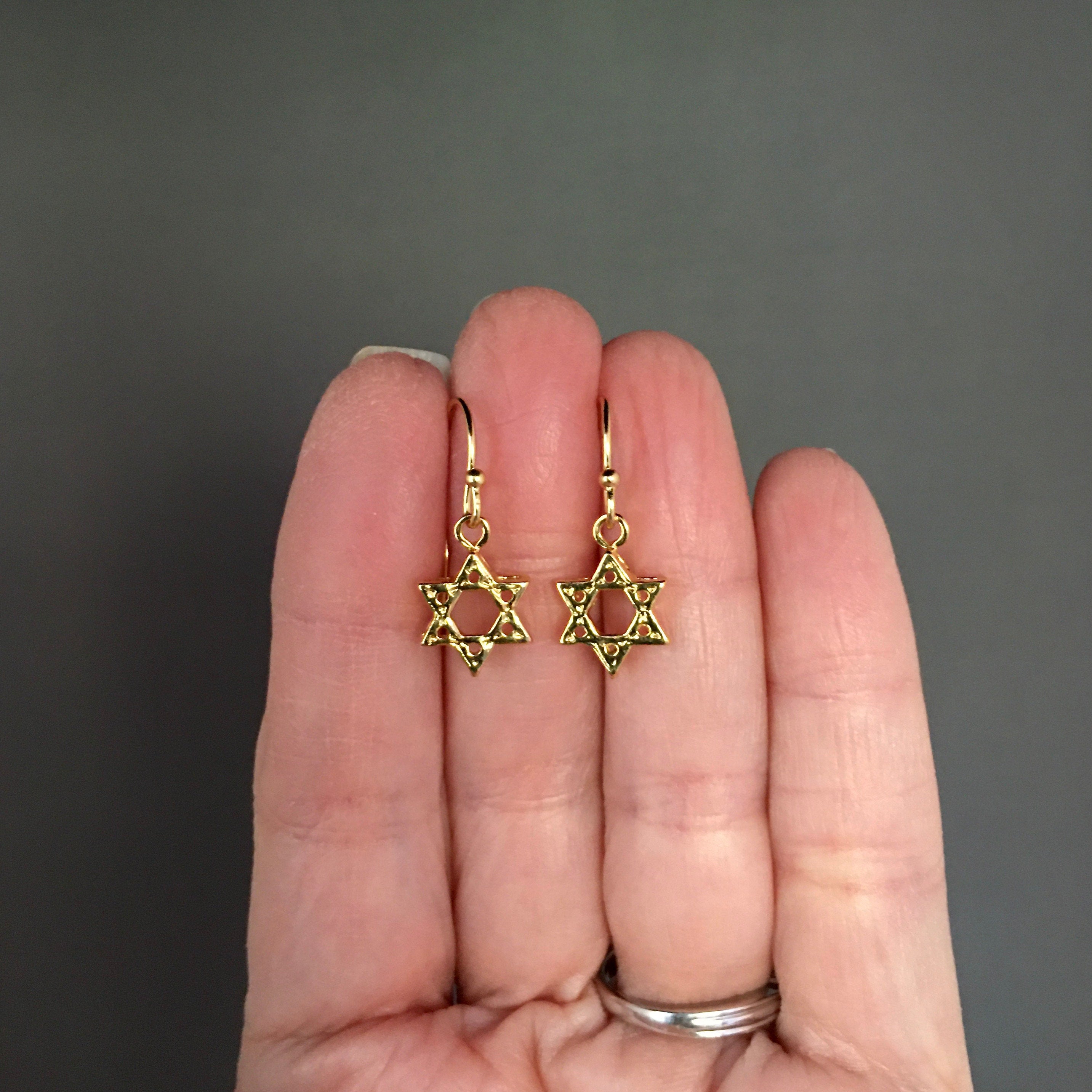 Gold Vermeil Star of David Dangle Earrings