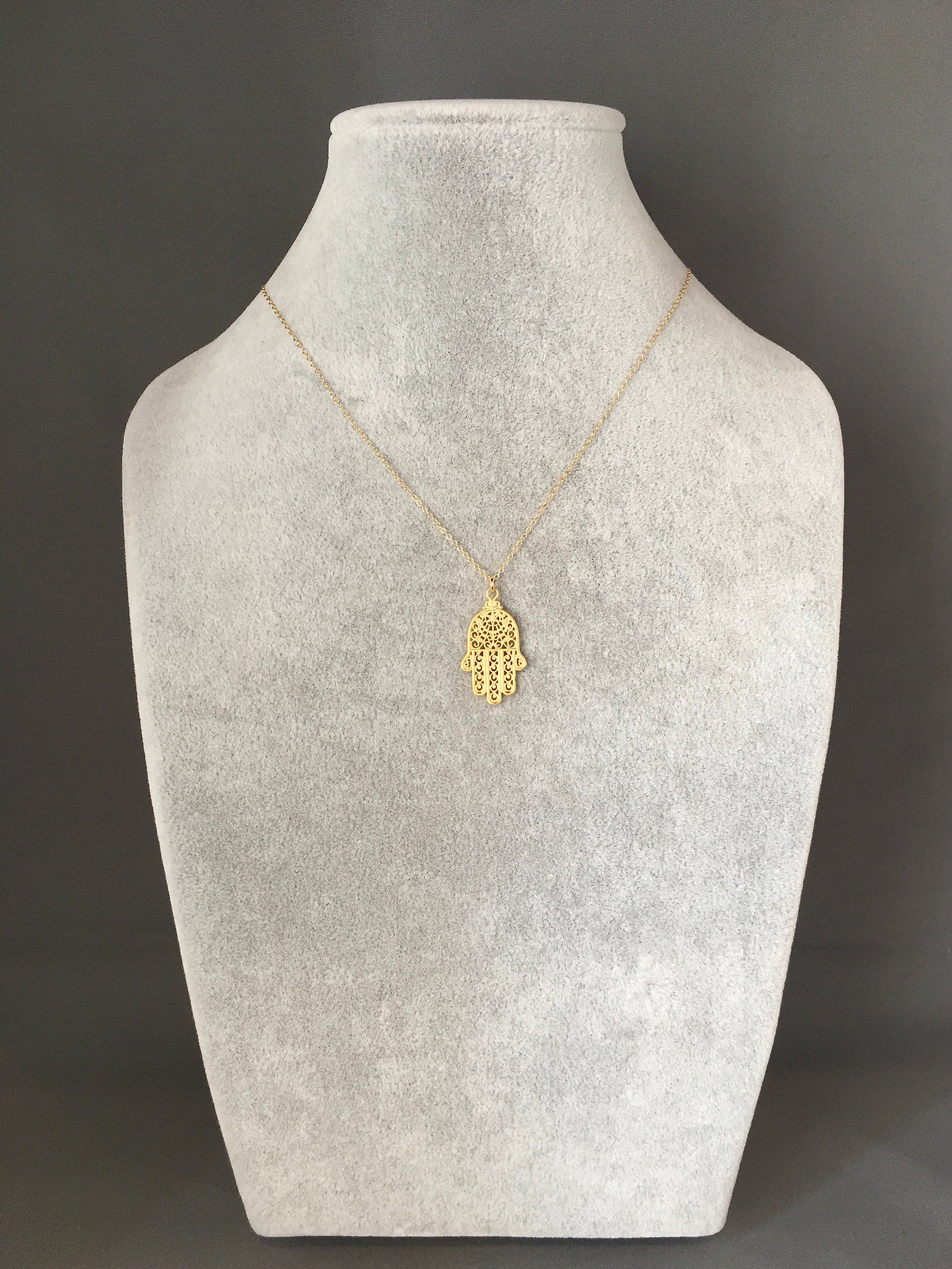 Gold Vermeil Hamsa Hand Pendant Necklace