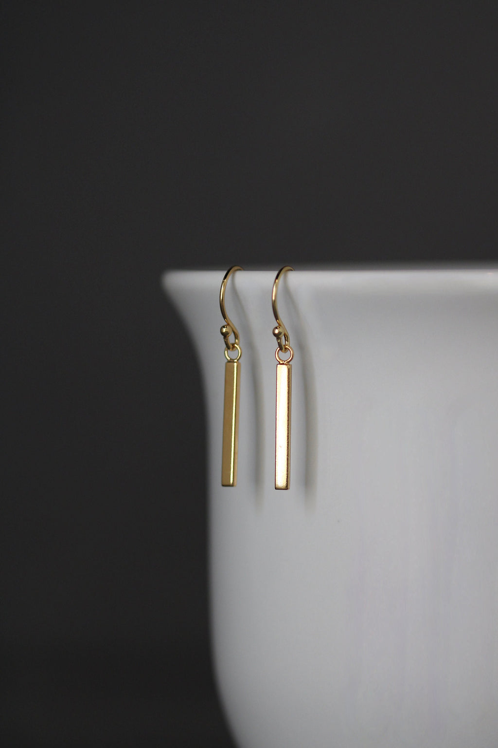 Gold Vermeil Stick Charm Dangle Earrings