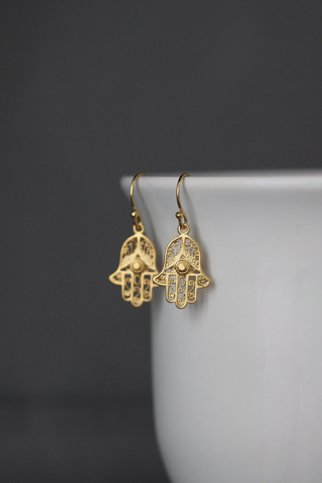Gold Hamsa Earrings - Hamsa Hand Earrings