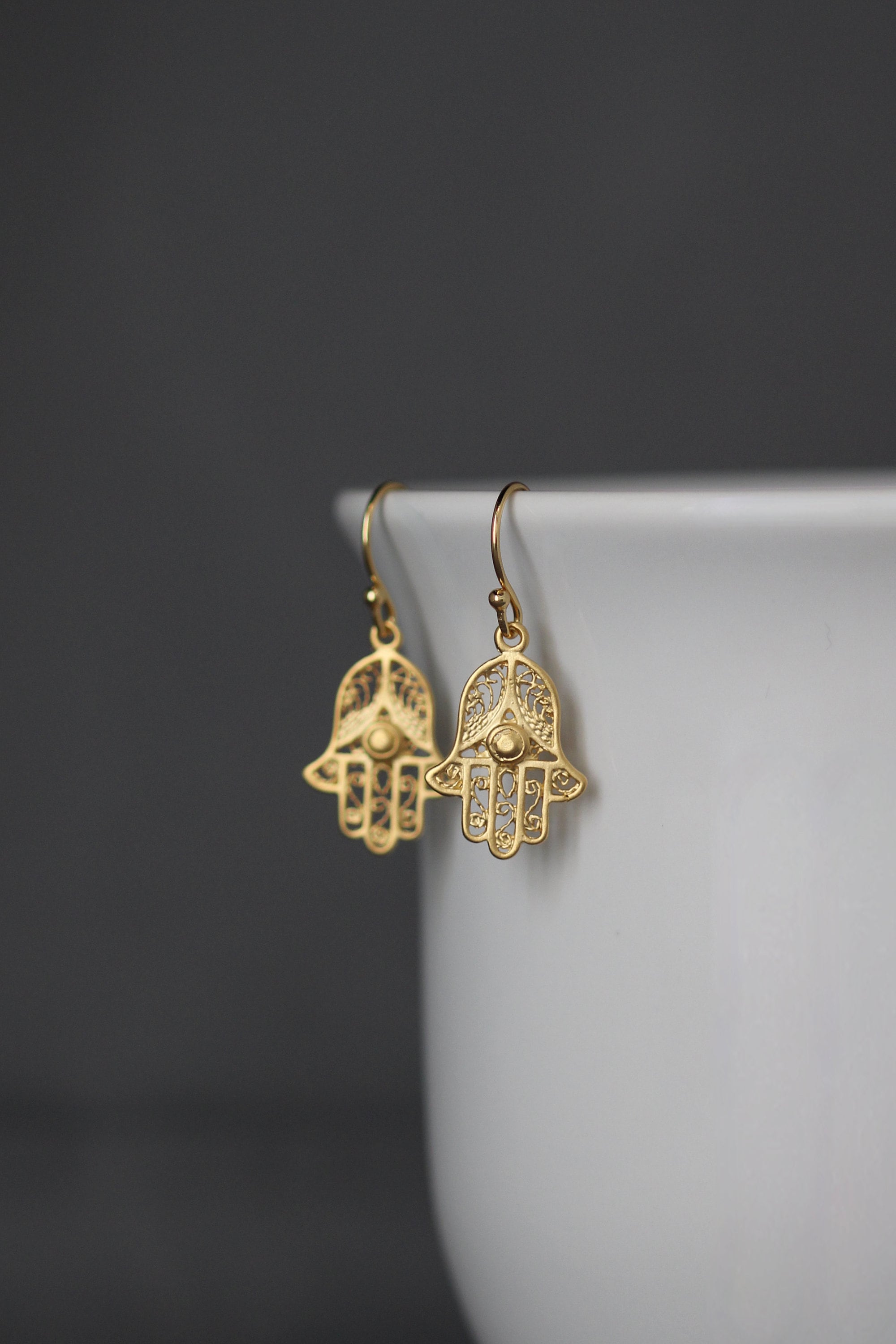 Gold Hamsa Earrings - Hamsa Hand Earrings