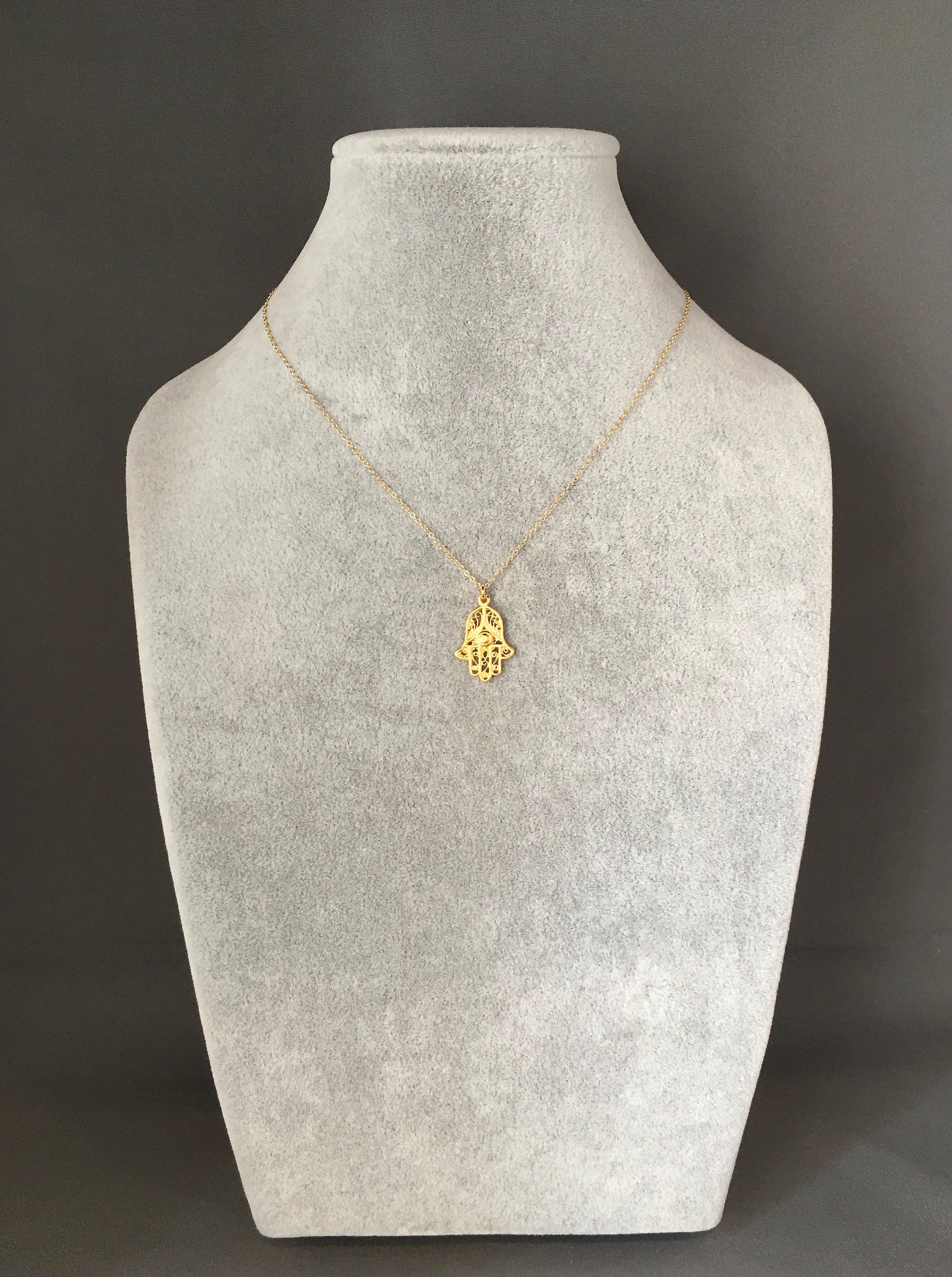 Matte Gold Vermeil Hamsa Hand Pendant Necklace