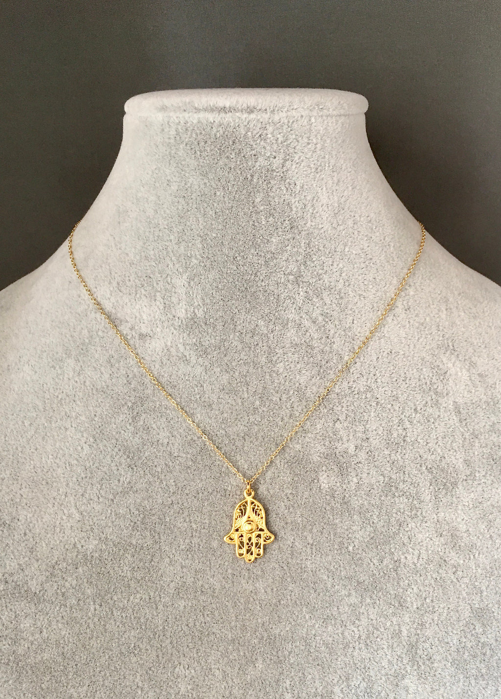 Matte Gold Vermeil Hamsa Hand Pendant Necklace