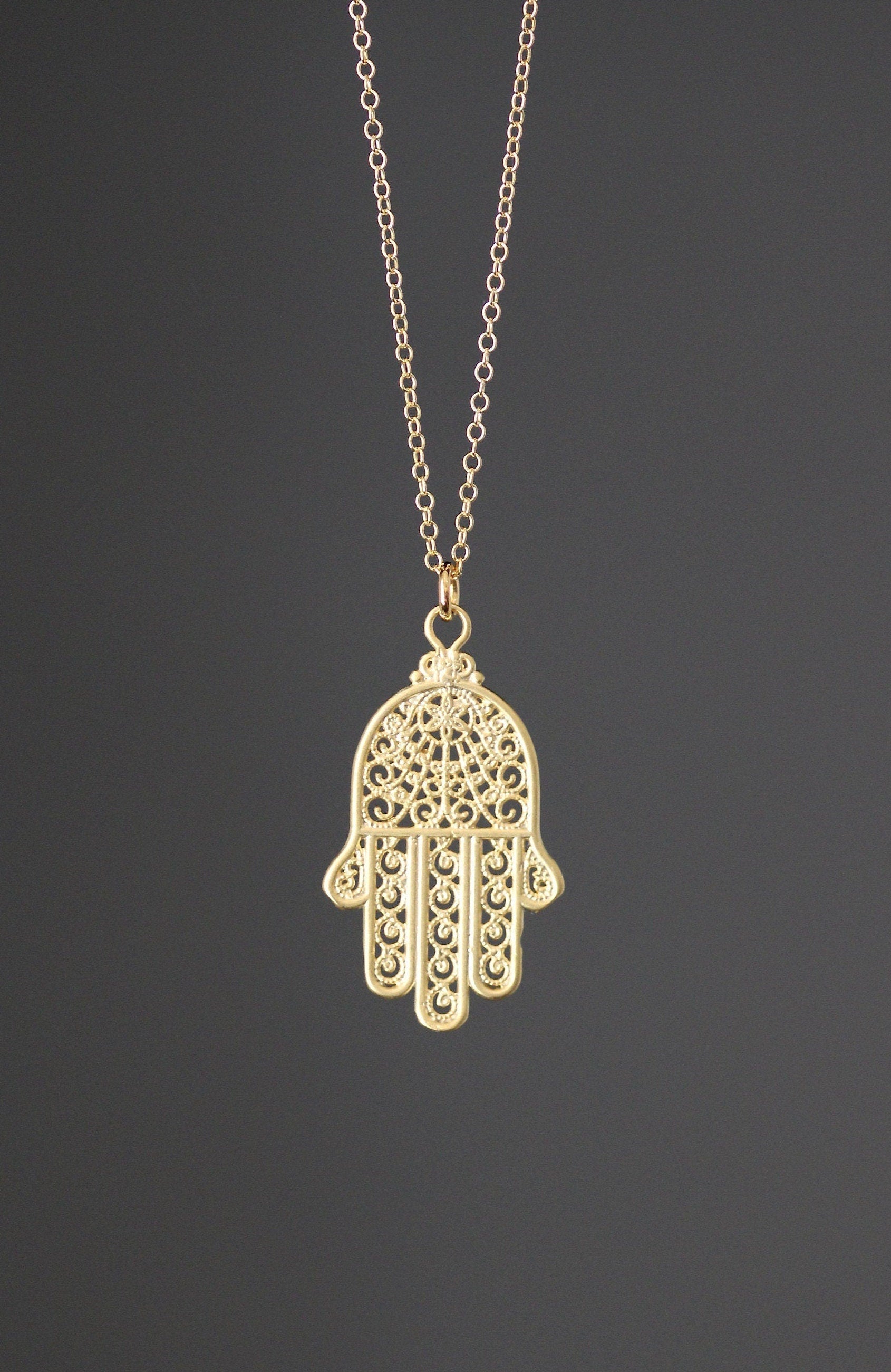 Gold Vermeil Hamsa Hand Pendant Necklace