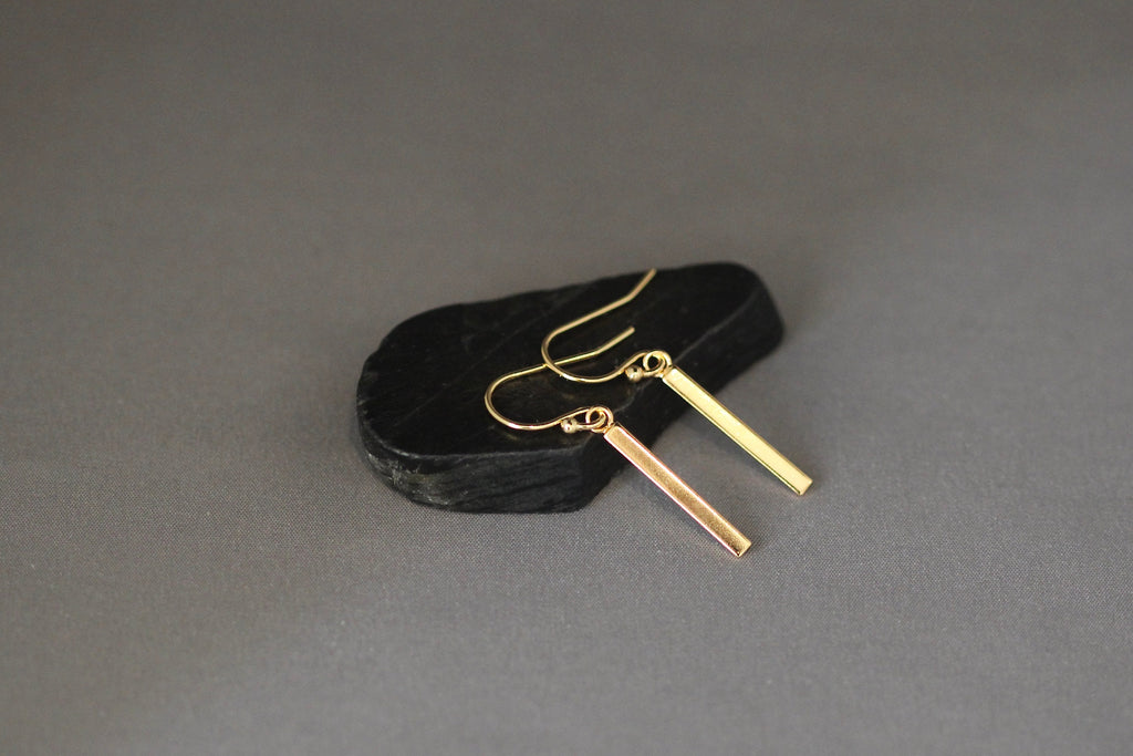 Gold Vermeil Stick Charm Dangle Earrings