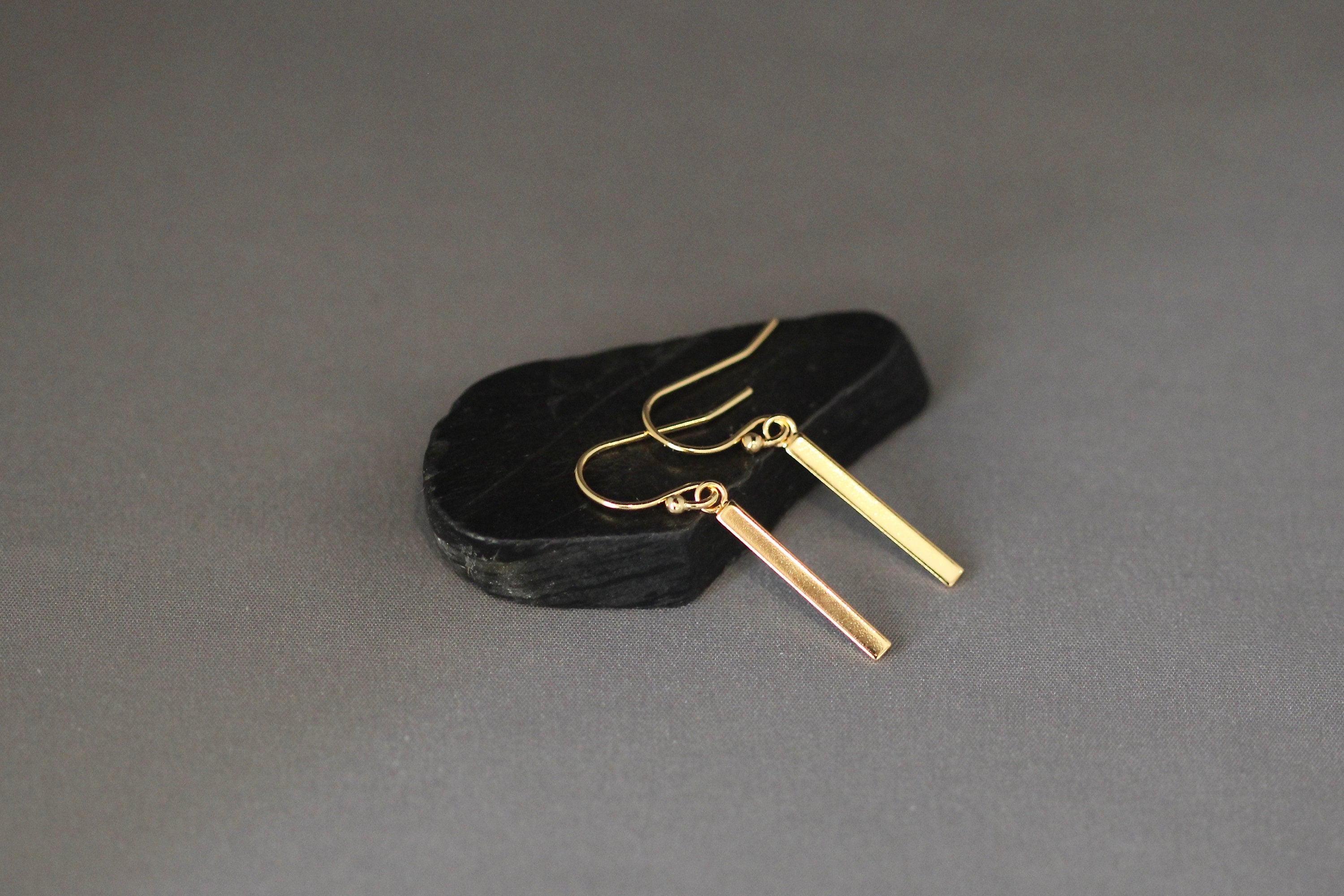 Gold Vermeil Stick Charm Dangle Earrings