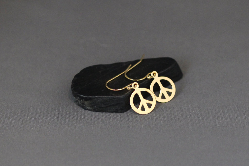 Gold Vermeil Peace Sign Charm Earrings