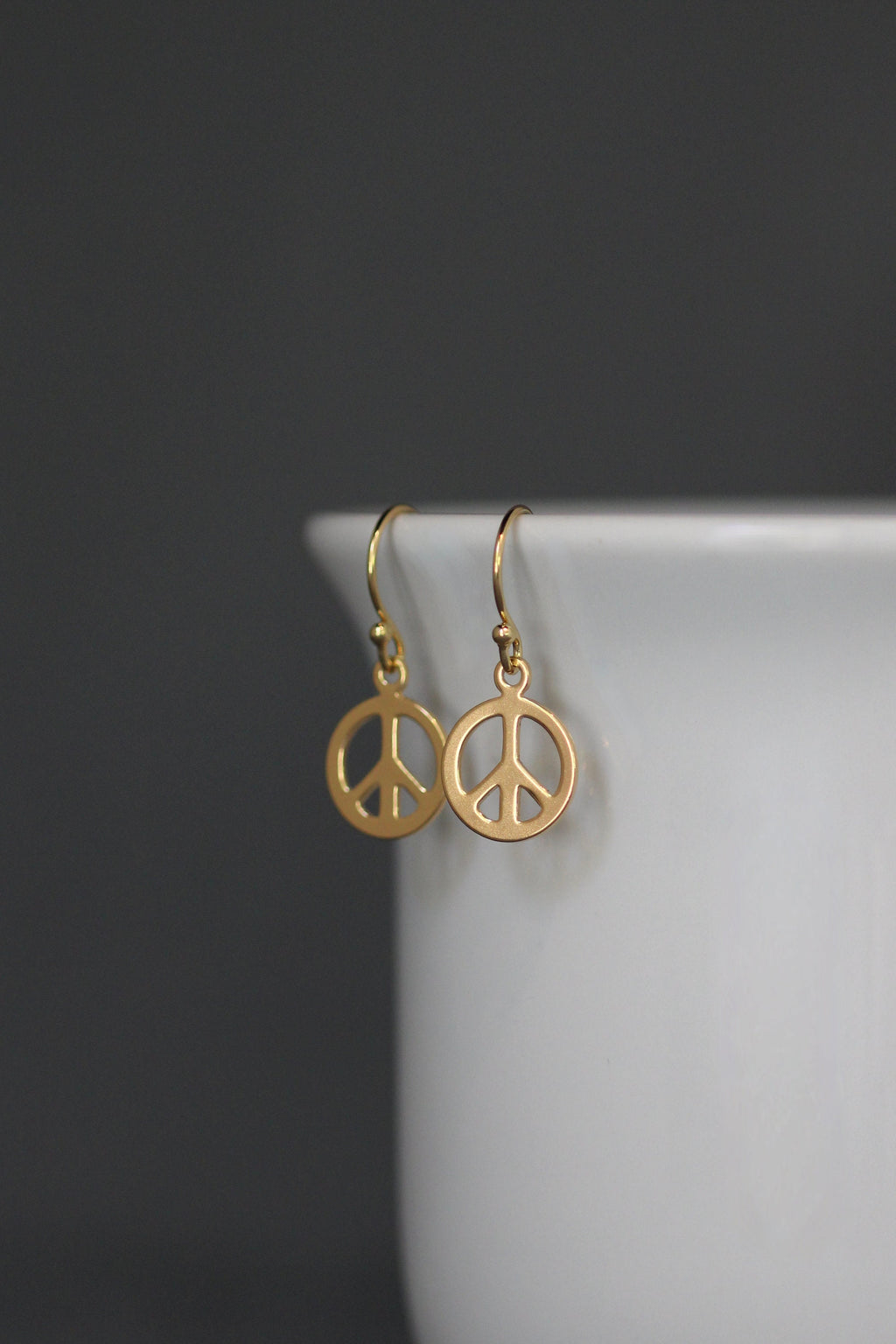 Gold Vermeil Peace Sign Charm Earrings