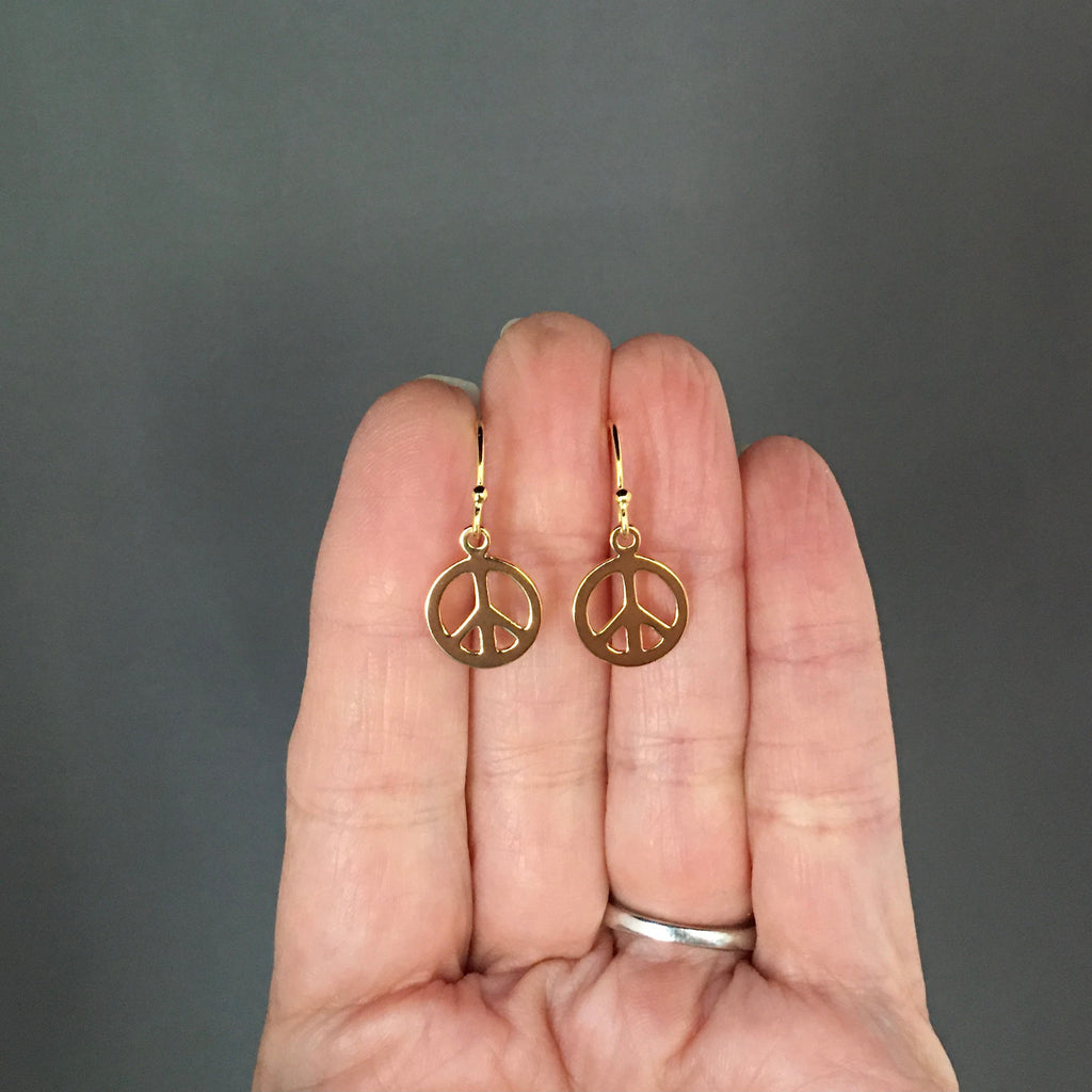 Gold Vermeil Peace Sign Charm Earrings